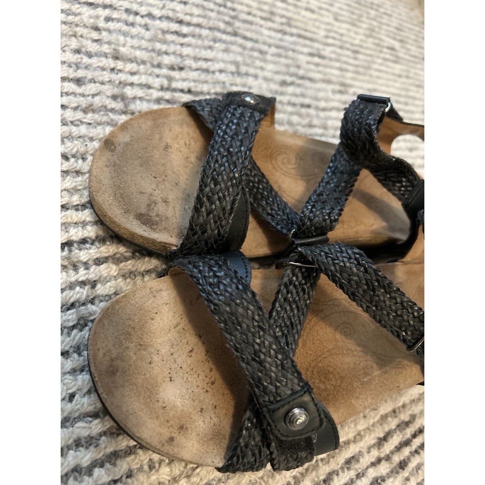 TAOS TRULIE Black Braided Leather Wedge Sandals Size 39 / 8.8.5 - Picture 3 of 8